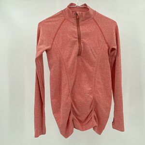 Athleta Women's Heathered Orange 1/4 Zip Long Sleeve Pullover Shirt Size XS
